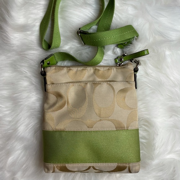 Coach tan and green adjustable crossbody - Picture 3 of 4
